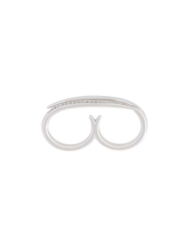 Shaun Leane 'white Feather' Crossover Diamond Double Finger Ring