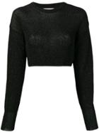 Laneus Cropped Dolman Sleeve Sweater - Black