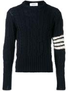 Thom Browne 4bar Aran Cable Pullover - Blue