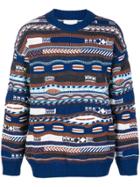 Laneus Pattern Long-sleeved Sweater - Blue