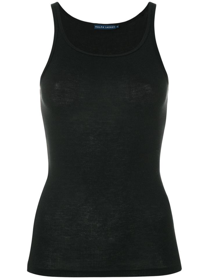 Ralph Lauren - Racerback Top - Women - Silk/cotton - L, Black, Silk/cotton