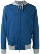 Eleventy Zip Hooded Jacket, Men's, Size: Xl, Blue, Cotton/polyamide/spandex/elastane