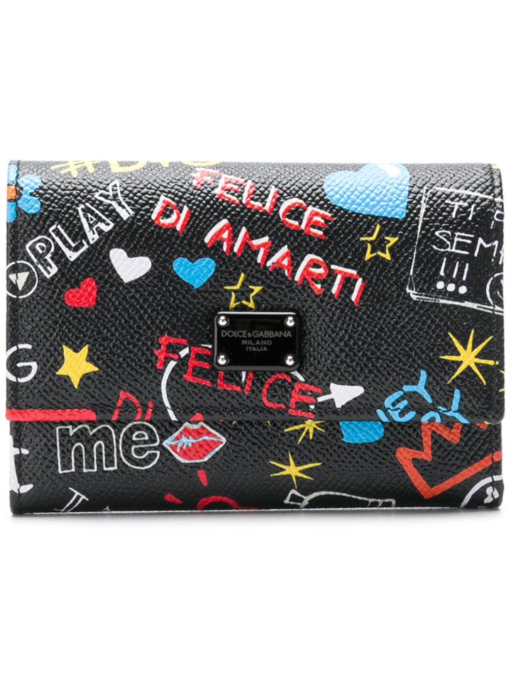Dolce & Gabbana Notepad Doodle Graffiti Wallet - Black