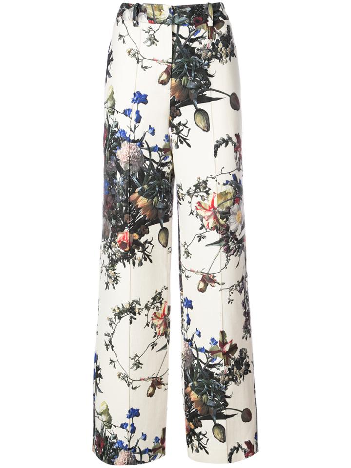 Adam Lippes Flower Print Palazzo Trousers - Multicolour