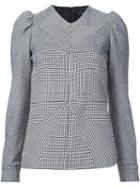 Derek Lam Contrast Panel Patterned Blouse, Women's, Size: 40, Black, Virgin Wool/polyimide