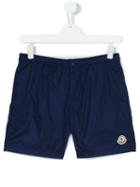 Moncler Kids - Embroidered Logo Swim Shorts - Kids - Polyamide-8 - 14 Yrs, Boy's, Blue