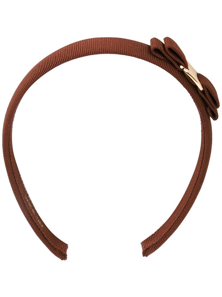 Salvatore Ferragamo Vara Bow Hair Band, Women's, Brown, Silk/cotton/brass