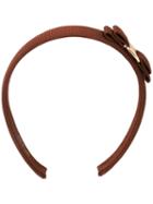 Salvatore Ferragamo Vara Bow Hair Band, Women's, Brown, Silk/cotton/brass