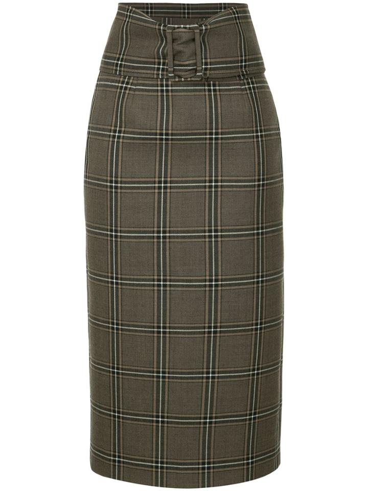Le Ciel Bleu Checked Pencil Skirt - Brown