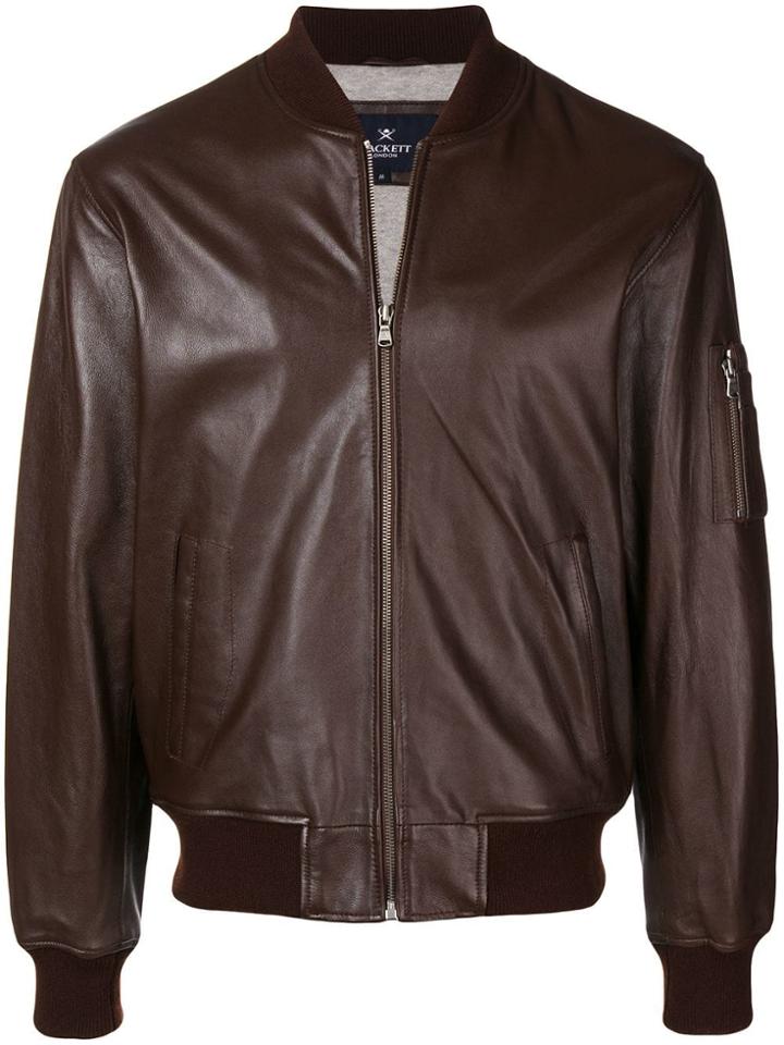 Hackett Nappa Bomber Jacket - Brown
