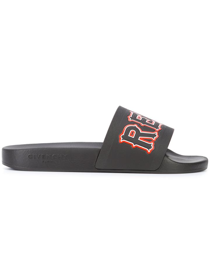 Givenchy Real Embossed Pool Slides - Black
