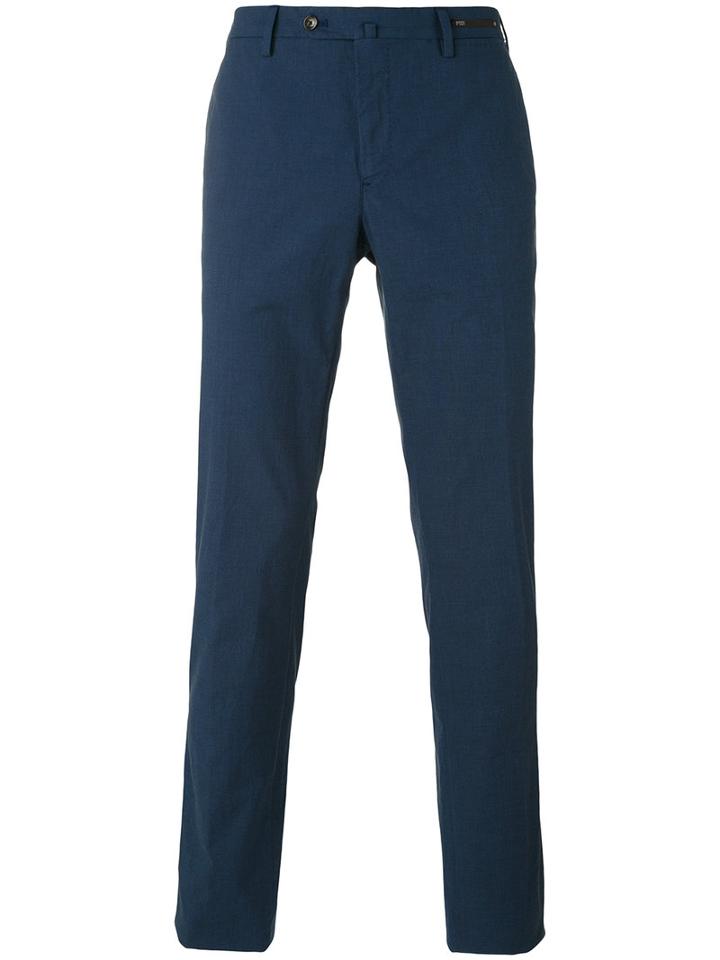 Pt01 - Slim Chinos - Men - Cotton/spandex/elastane - 48, Blue, Cotton/spandex/elastane