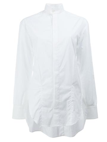 Grace Wales Bonner High Neck Elongated Shirt, Adult Unisex, Size: 48, White, Cotton
