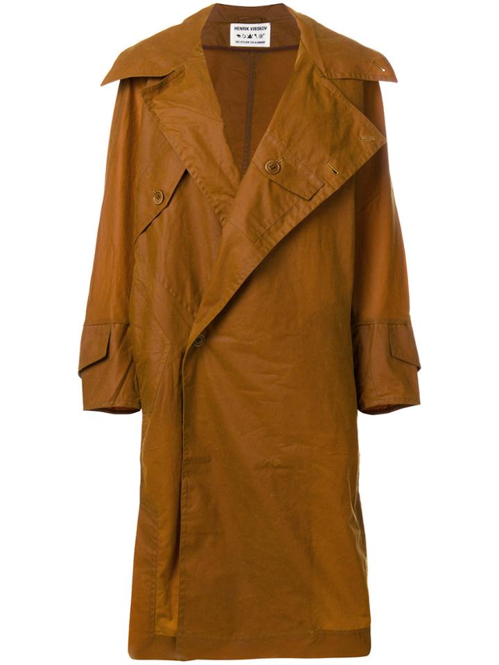 Henrik Vibskov Oversized Collar Wax Coat - Brown