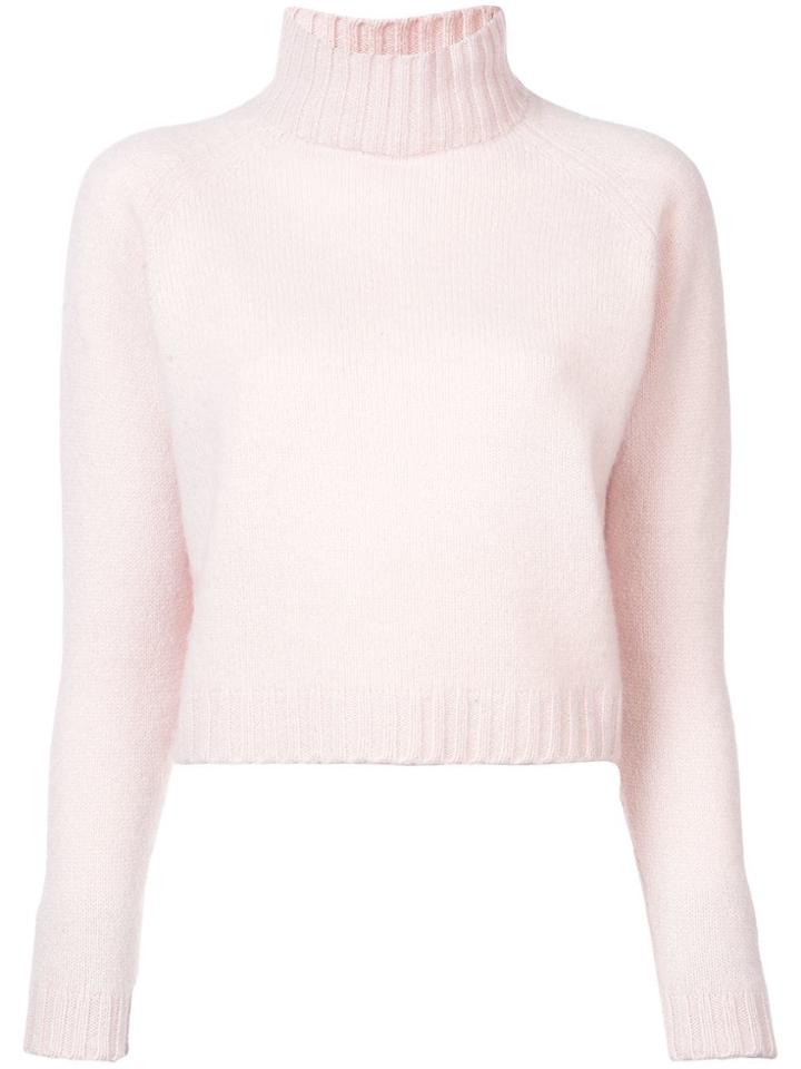 The Elder Statesman Cropped Turtle Neck Jumper - Pink & Purple