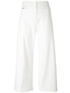 T By Alexander Wang Cropped Trousers, Women's, Size: 6, White, Cotton/spandex/elastane/polyester