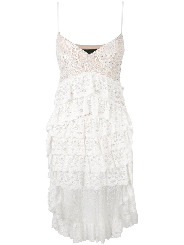 Christian Pellizzari High-low Layered Lace Dress, Women's, Size: 42, White, Polyamide/viscose