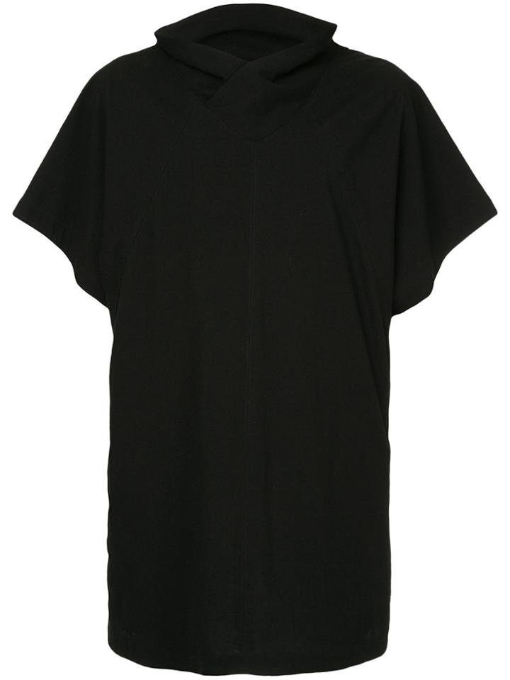 Julius Wrap-collar Longline Shirt - Black