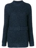 See By Chloé Ribbed Belted Sweater - Blue