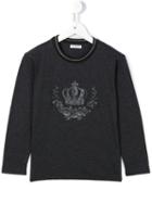 Dolce & Gabbana Kids Crown Embroidered T-shirt, Boy's, Size: 12 Yrs, Grey