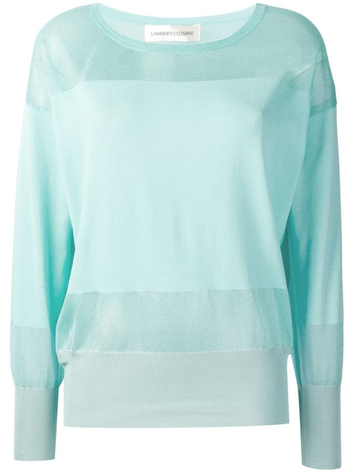 Lamberto Losani Sheer Panel Sweater - Blue
