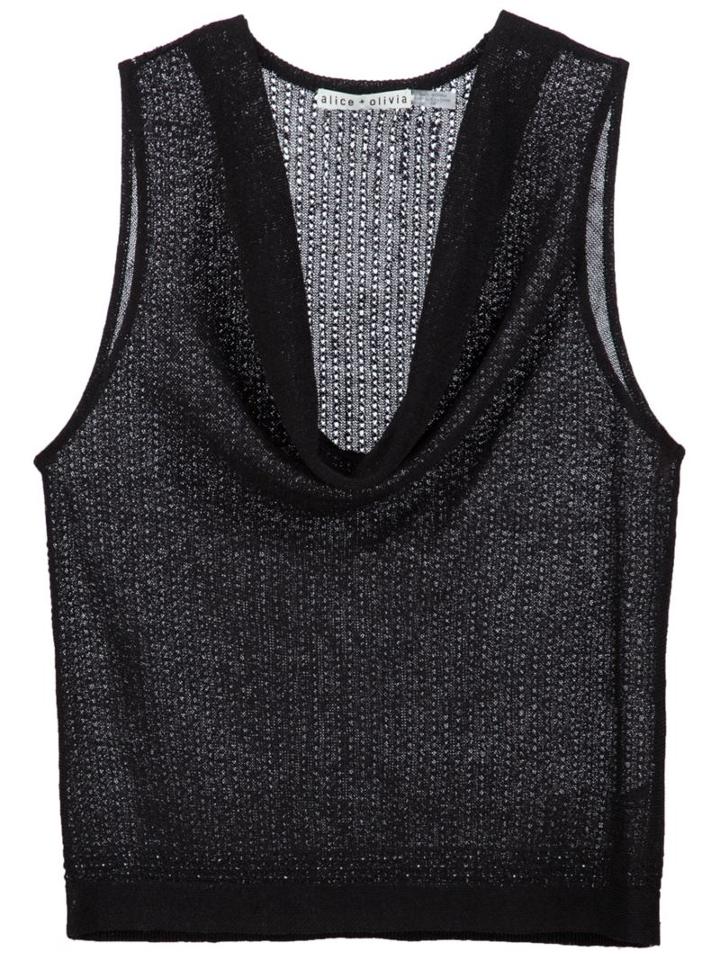 Alice+olivia Cowl Neck Tank Top, Women's, Size: Large, Black, Linen/flax/viscose/nylon/spandex/elastane