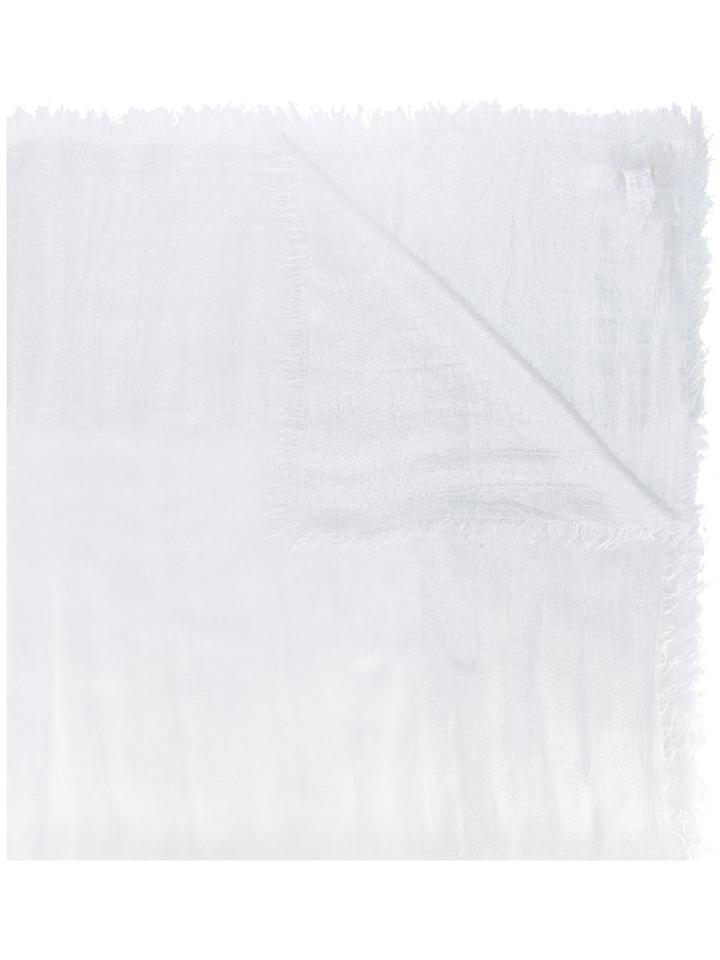 Faliero Sarti Fringed Scarf, Women's, White, Silk/cupro/rayon/polyester