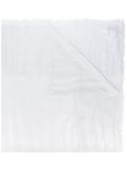 Faliero Sarti Fringed Scarf, Women's, White, Silk/cupro/rayon/polyester