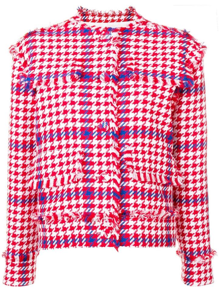 Msgm Houndstooth Cropped Jacket - Red