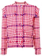 Msgm Houndstooth Cropped Jacket - Red