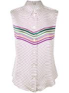 Miu Miu Striped Design Sleeveless Blouse - Nude & Neutrals