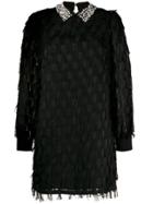 Be Blumarine Dotted Fringed Shirt Dress - Black