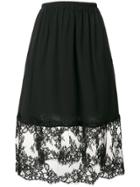 Msgm Floral Lace Hem A-line Skirt - Black
