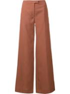Nina Ricci Tailored Wide Leg Trousers, Women's, Size: 36, Red, Wool