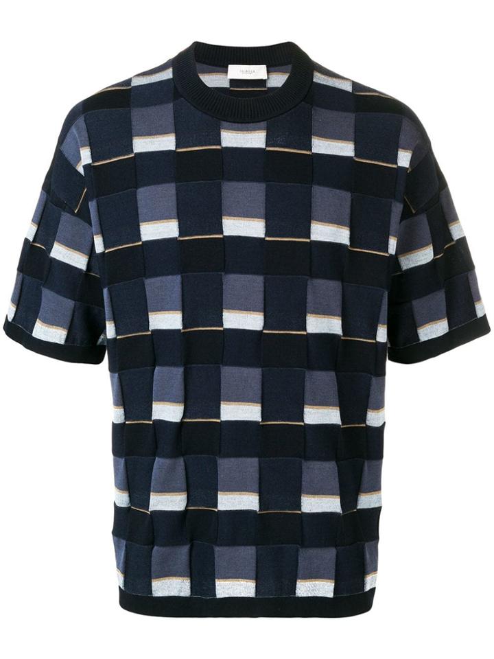 Pringle Of Scotland Knitted Check T-shirt - Blue