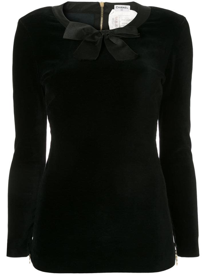 Chanel Vintage Chanel Long Sleeve Zipper Tops - Black