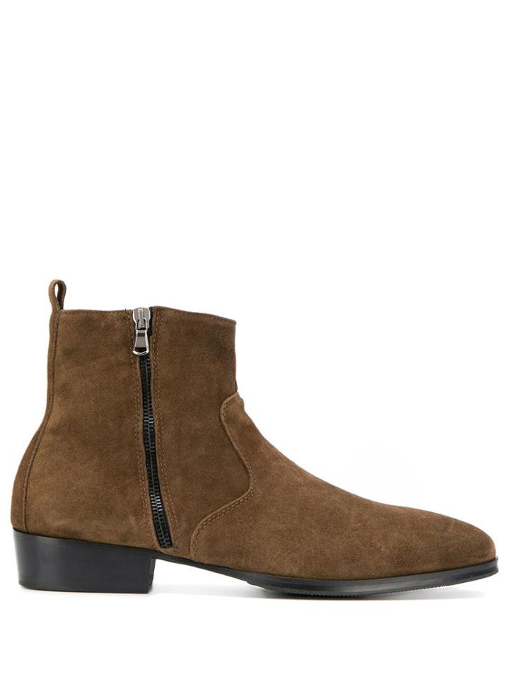 Leqarant Side Zip Fastening Boots - Brown