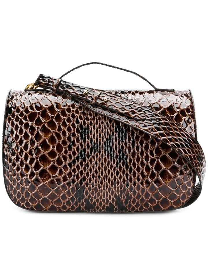Simone Rocha Embossed Foldover Shoulder Bag - Brown
