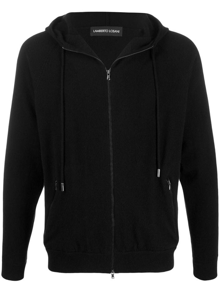 Lamberto Losani Slim-fit Zip-up Hoodie - Black