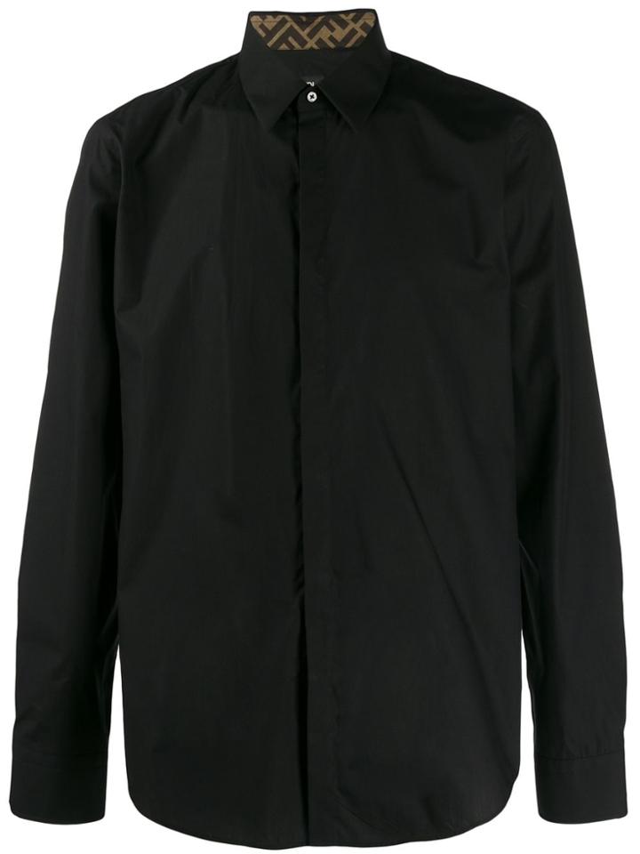 Fendi Long-sleeved Buttoned Shirt - Black
