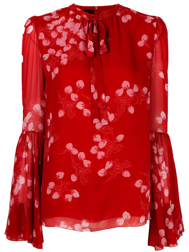 Marni Draped Collar Printed Top - Green