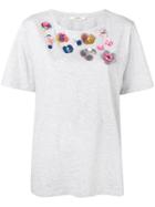 Odeeh Flower Embellished T-shirt - Grey