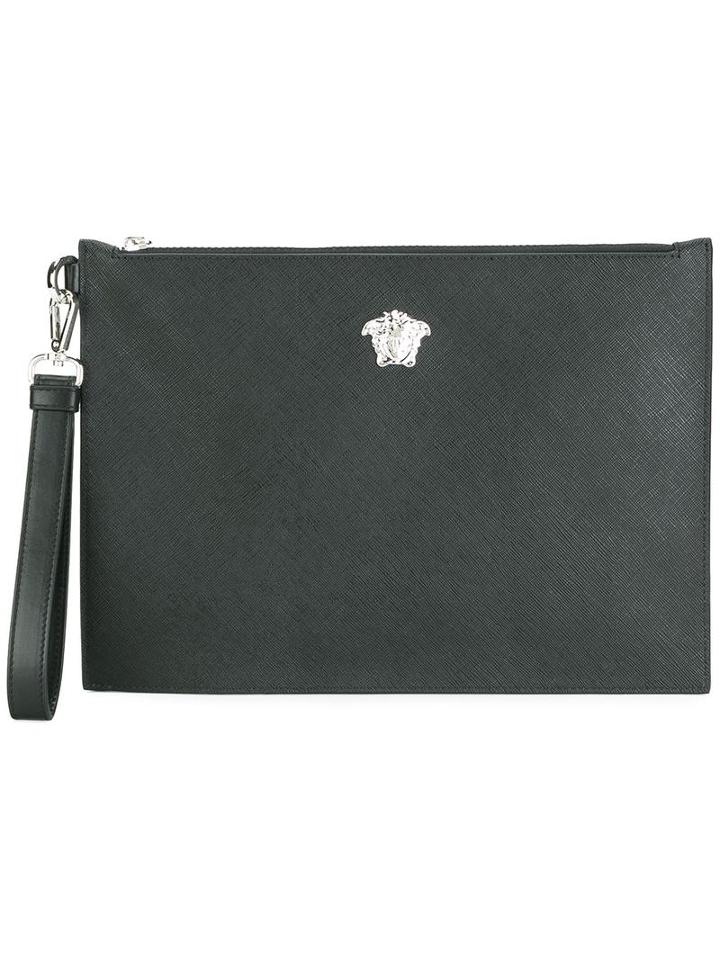 Versace Palazzo Medusa Wristlet Clutch Bag, Men's, Black, Vinyl