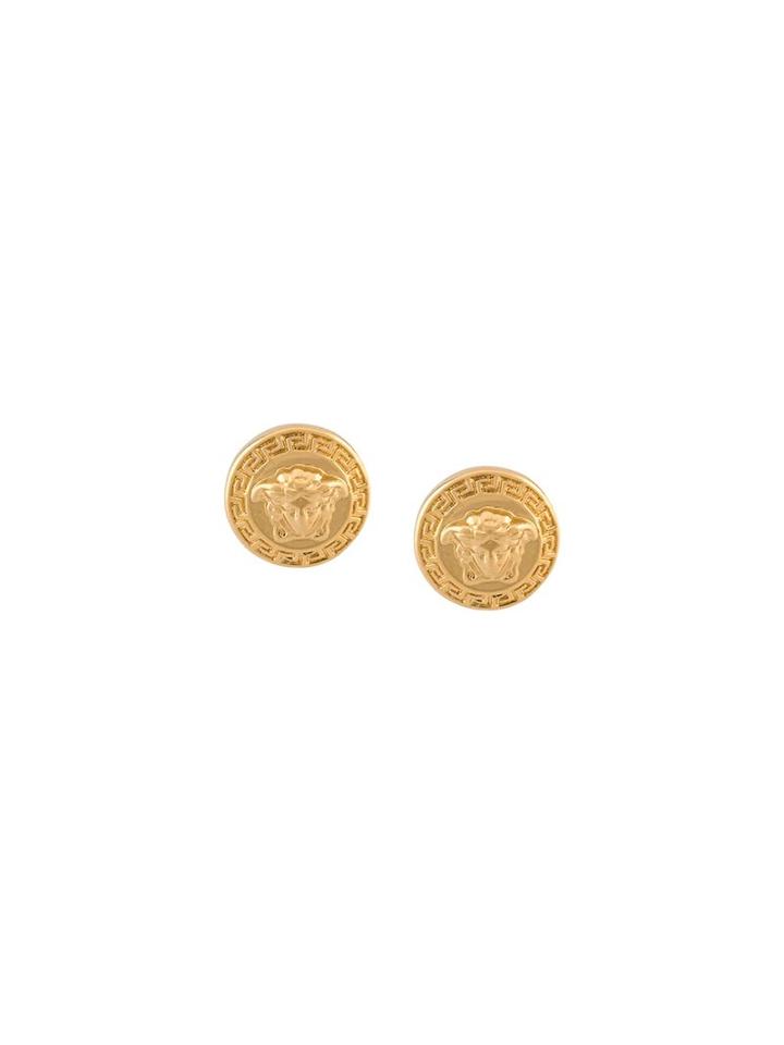 Versace Medusa Medallion Earrings, Adult Unisex, Metallic