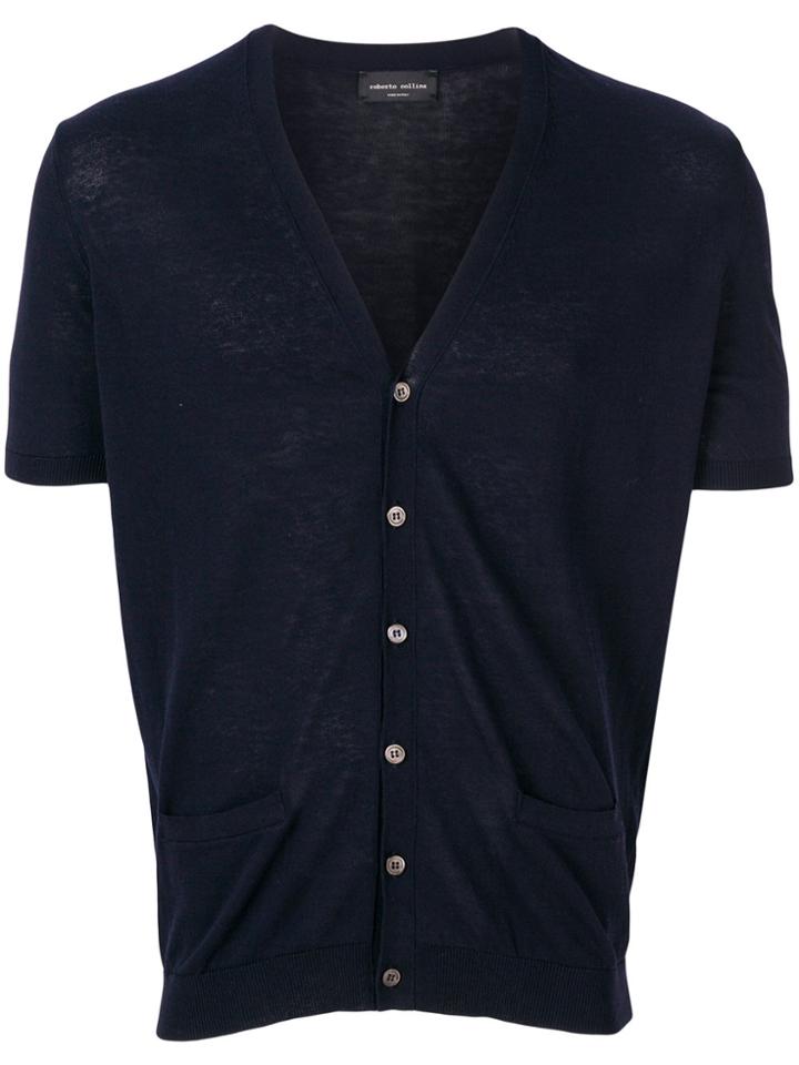 Roberto Collina V-neck Button Up Cardigan - Blue