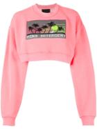 Alexander Wang - Cropped 'mind Detergent' Sweatshirt - Women - Cotton - S, Women's, Pink/purple, Cotton