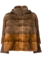 Blancha Hooded Fur Coat - Brown