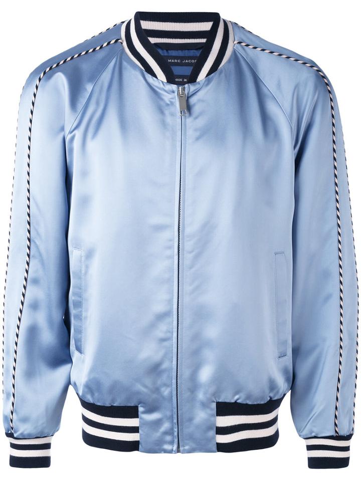 Marc Jacobs - Contrast Trim Bomber Jacket - Men - Cotton/acrylic/polyamide/wool - 46, Blue, Cotton/acrylic/polyamide/wool