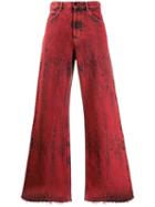 Marni Dyed Wide Leg Jeans - Red