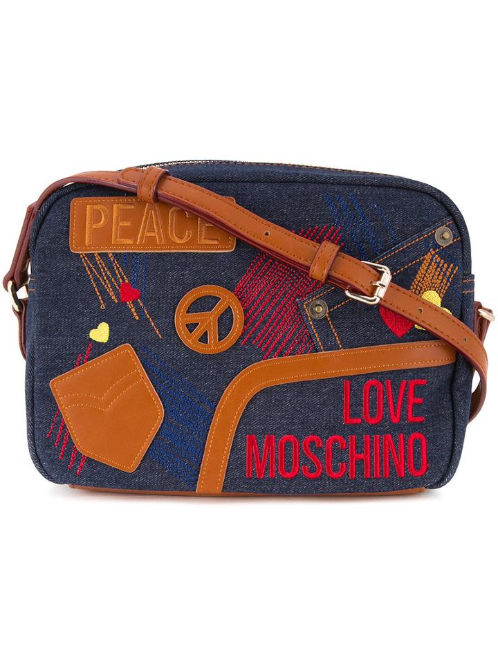 Love Moschino Hippie Shoulder Bag, Women's, Blue, Cotton/polyurethane